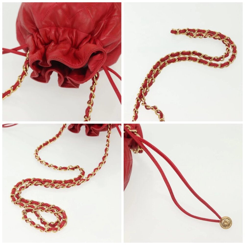 CHANEL Matelasse Chain Shoulder Bag Leather Red Gold CC Auth 142310 - Picture 16 of 16